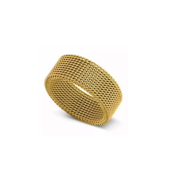 NEW Gold Mesh Weave Band Ring | Size 7-8 - Picture 2 of 6
